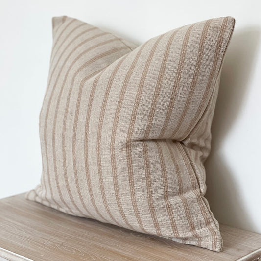 Flora Beige French Stripe Cushion