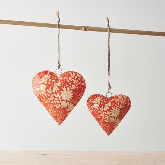 Orange Floral Metal Hanging Heart | 2 sizes