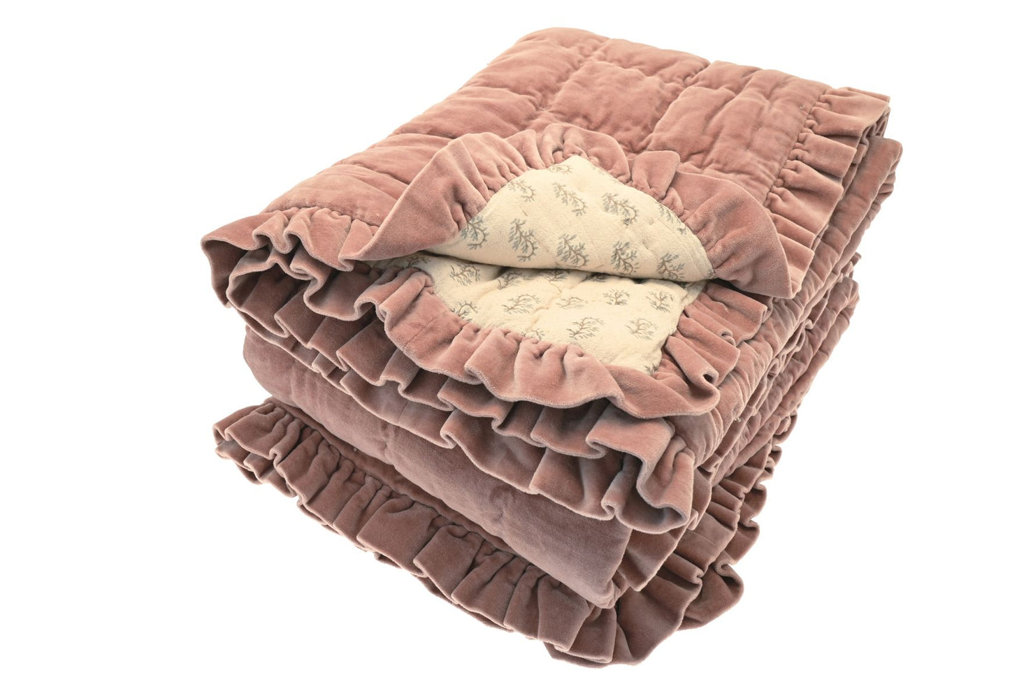 Matilda Velvet Ruffle Bedspread in Rosewood