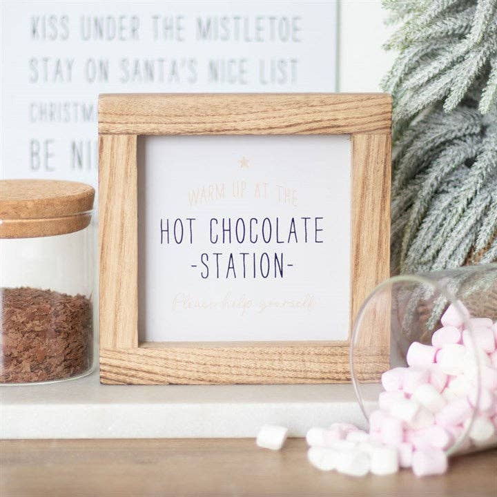 Hot Chocolate Station Wooden Christmas Sign