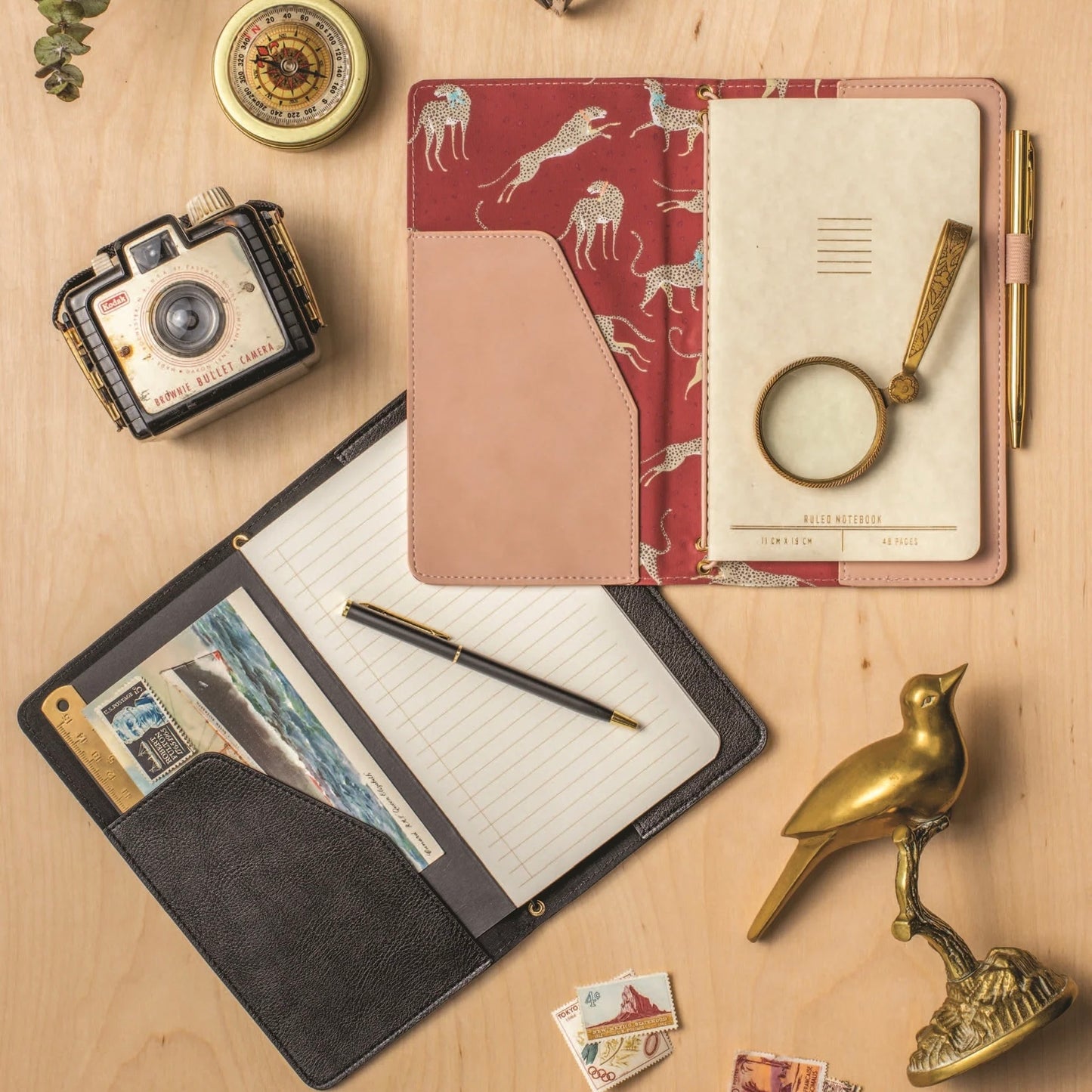 Vegan Leather Folio w Refillable Notebook & Pen - 2 colours