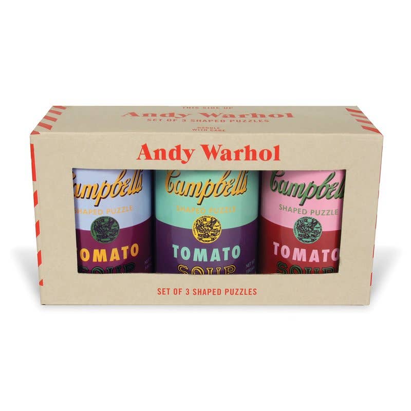 Andy Warhol Soup Cans Set of 3 Shaped Jigsaw Puzzles in Tins