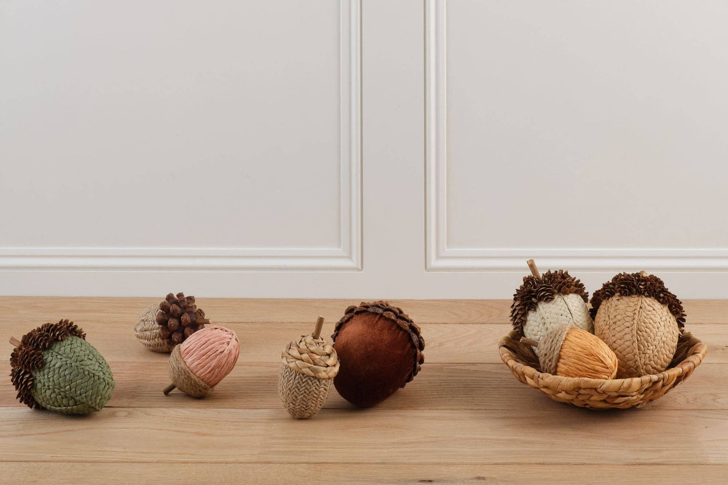 Rope and Paper Acorns (Cream, Orange and Yellow)