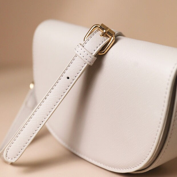 Vegan Leather Light Grey Half Moon Handbag