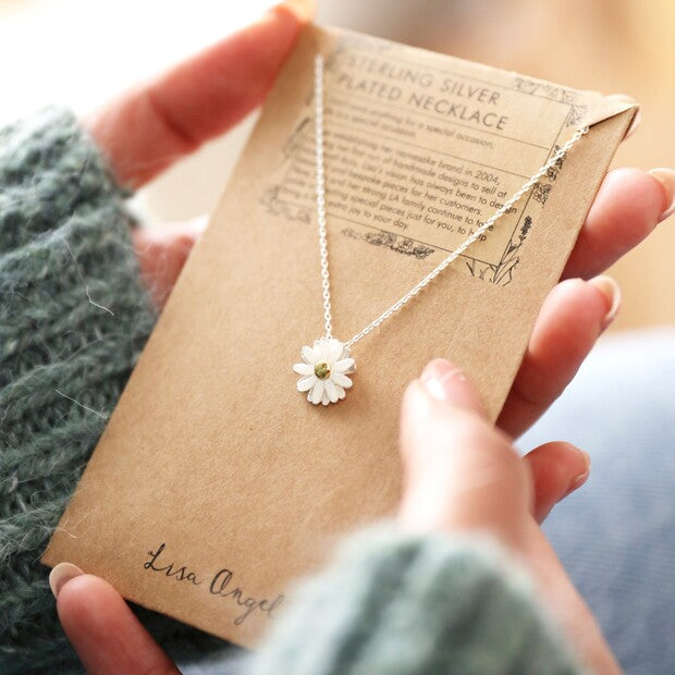 Enamel Daisy Pendant Necklace