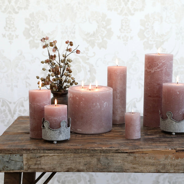 Dusky Pink Rustic Pillar Candle - 4 sizes available