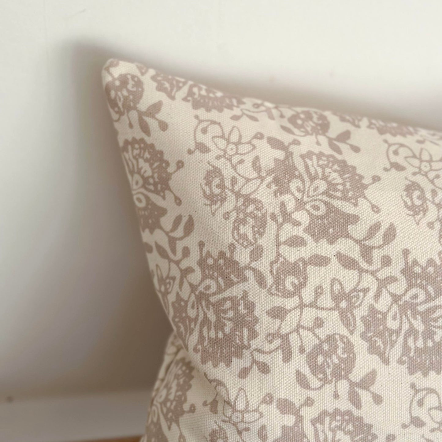 Arla Beige Floral Print Oblong Cushion - 50x30cm