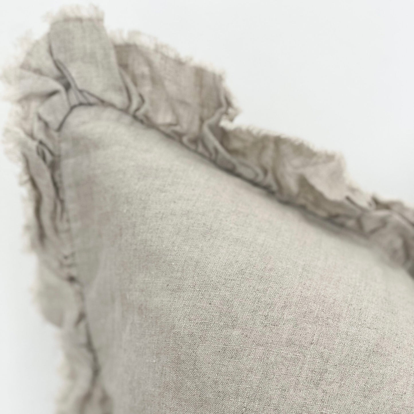Hattie Ruffle Edge Natural Beige Linen Cushion