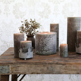 Olive Green Rustic Pillar Candle - 4 sizes available