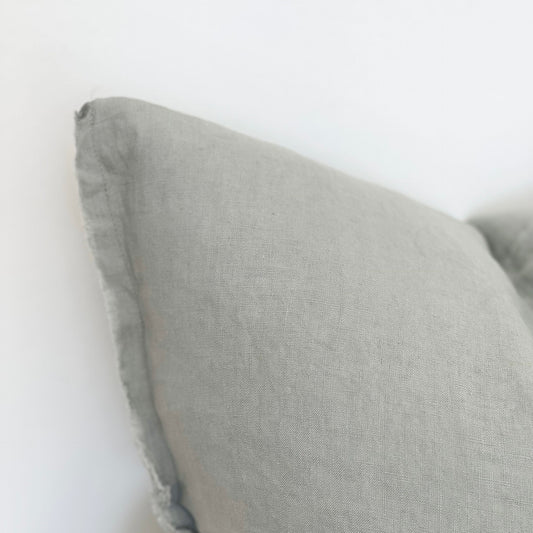 Elsie Frayed Edge Sage Cushion