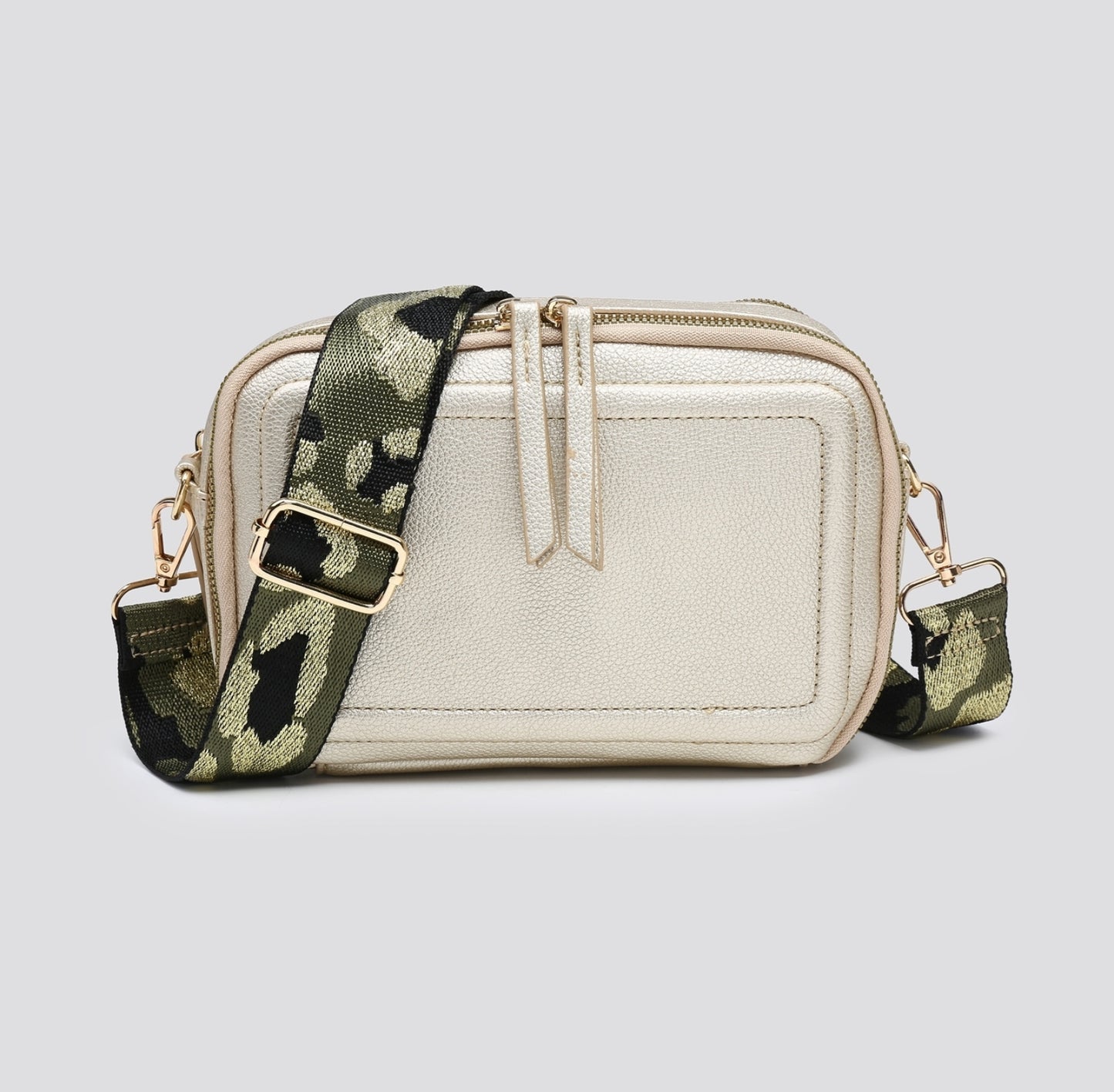 Faux Leather Two Compartment Across Body Bag