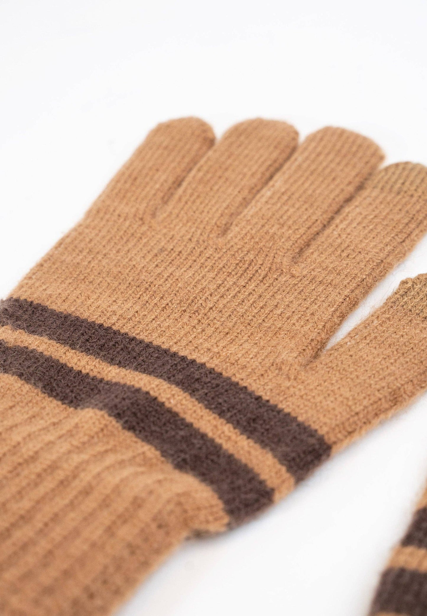 Knitted Stripe Gloves in Brown or Black