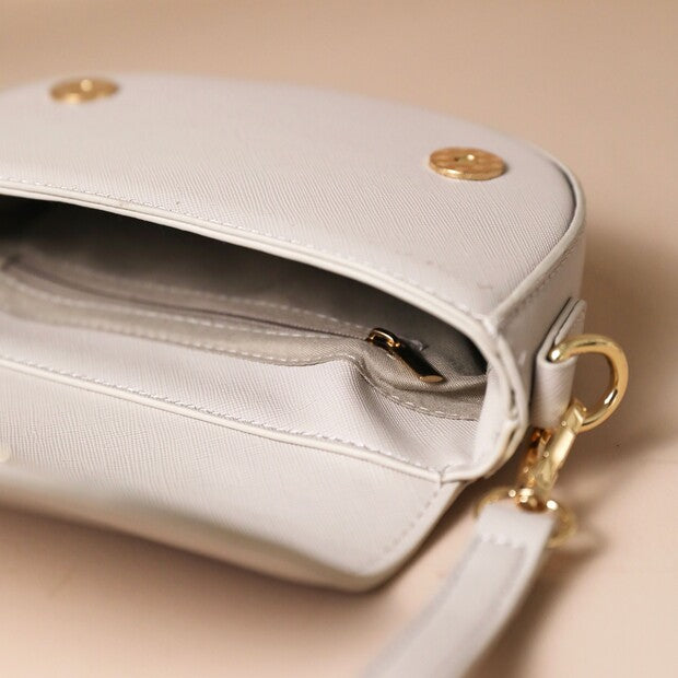 Vegan Leather Light Grey Half Moon Handbag