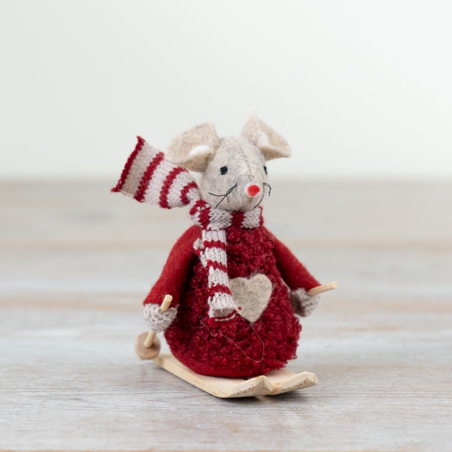 Felt Mouse on Skis