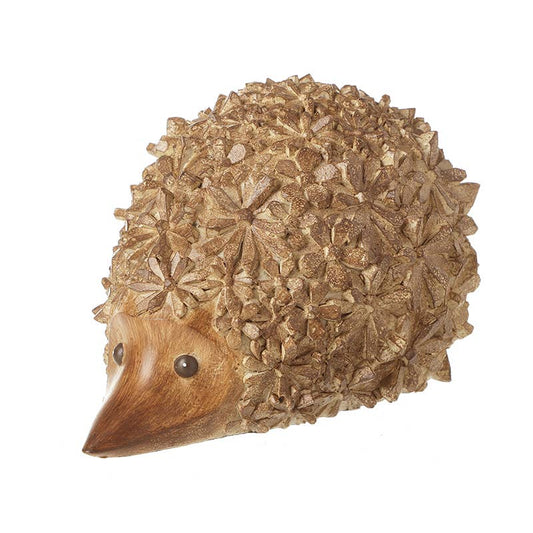 WOOD FINISH RESIN HEDGEHOG DECORATION