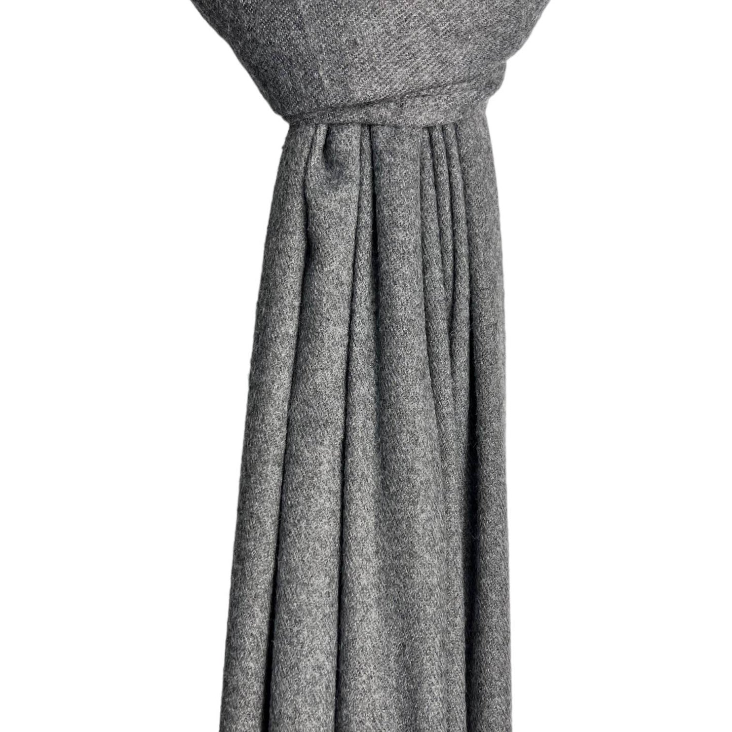 Plain woolblend scarf with tassels - Light Grey