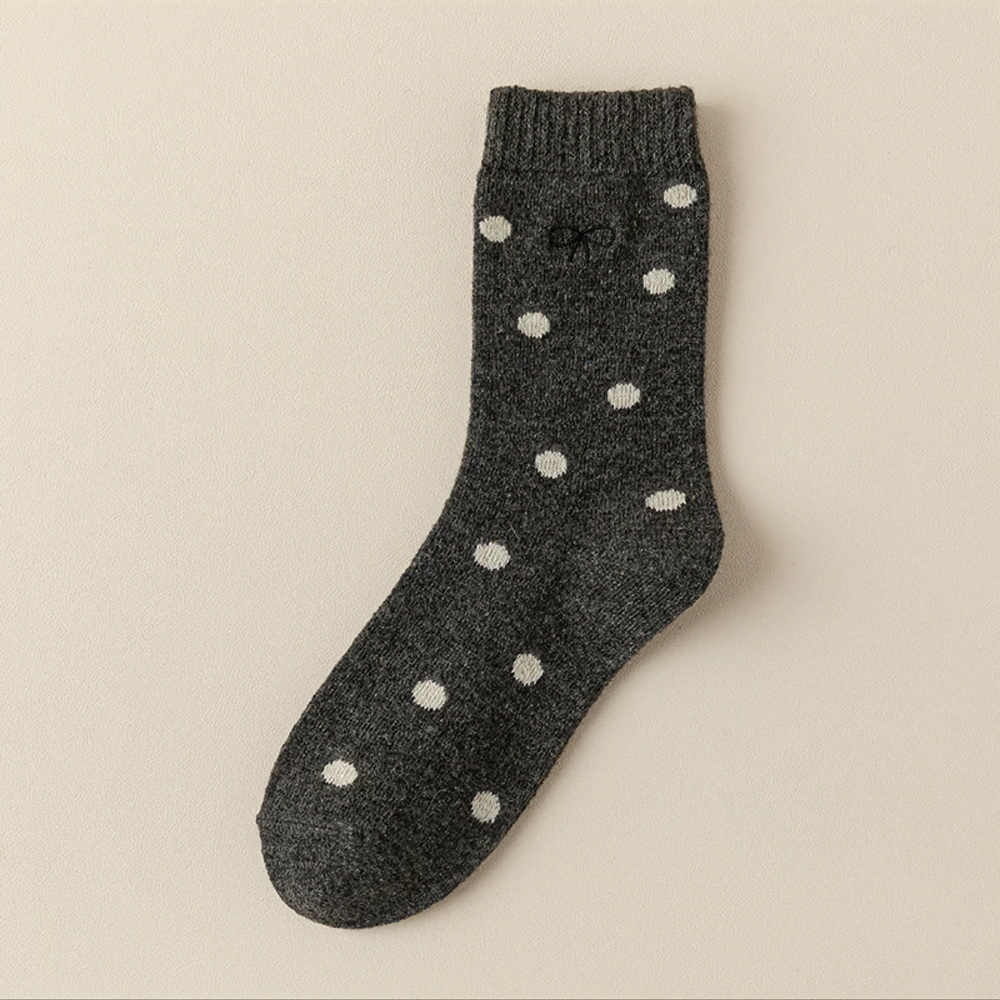 Winter Wool Bow Embroidery Socks