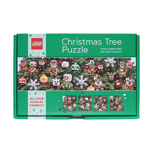LEGO Christmas Tree Puzzle - Four Connecting 100-Piece Puzzles