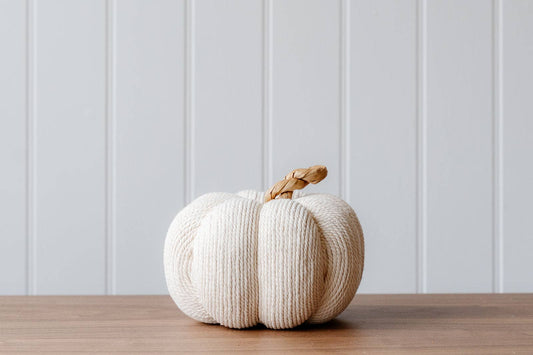 Cream Cotton and Rope Pumpkin