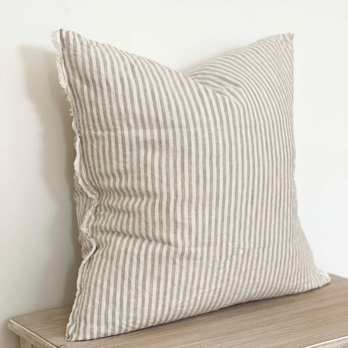 Elsie Frayed Edge Cream Stripe Cushion