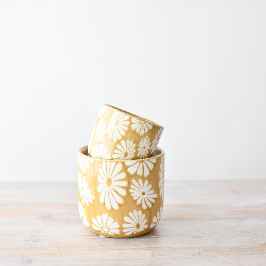 Yellow Stoneware Planter