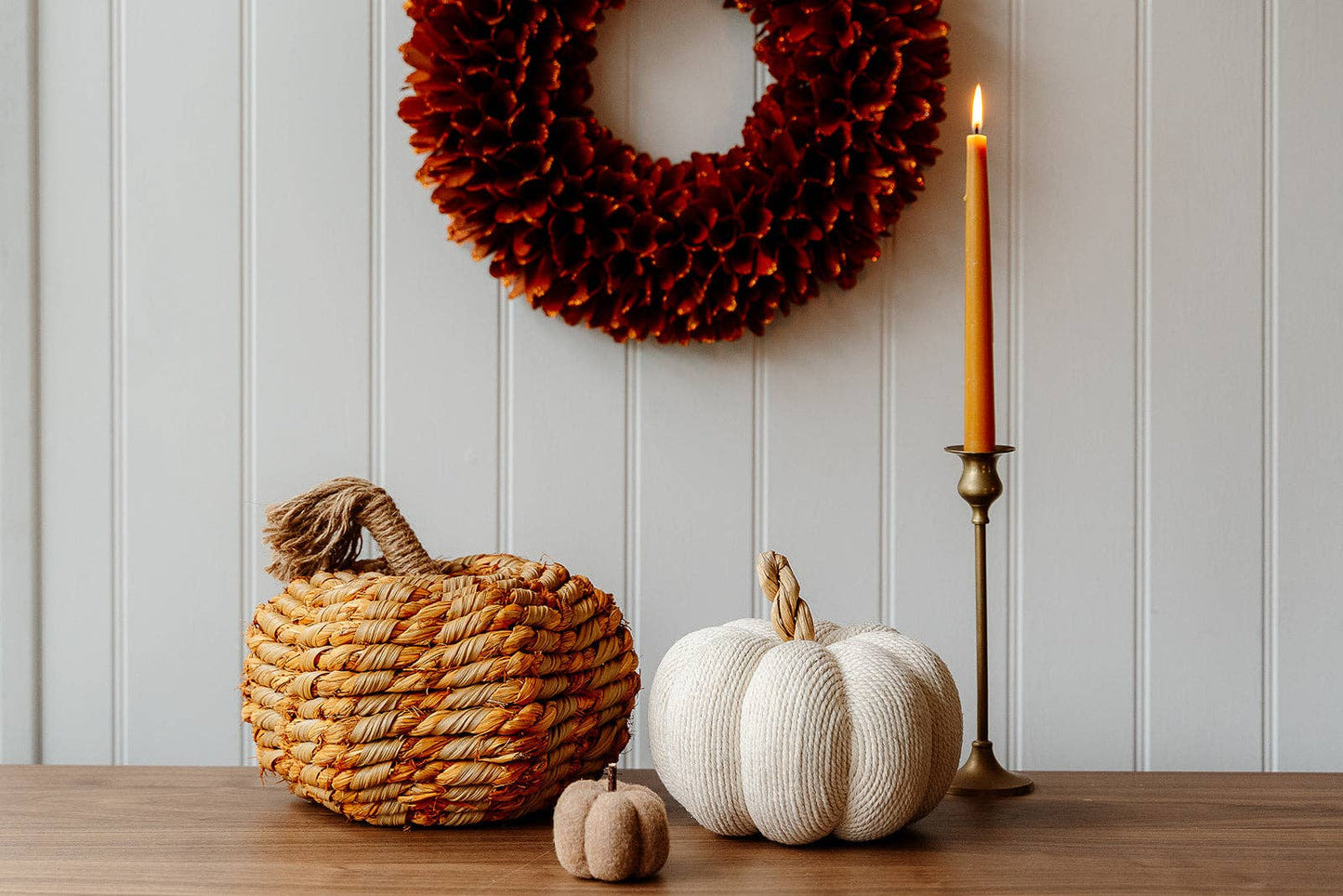 Cream Cotton and Rope Pumpkin