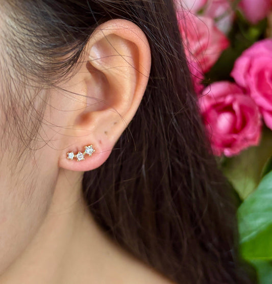 14ct Gold Plated Cubic Zirconia Star Climber Earrings OR57