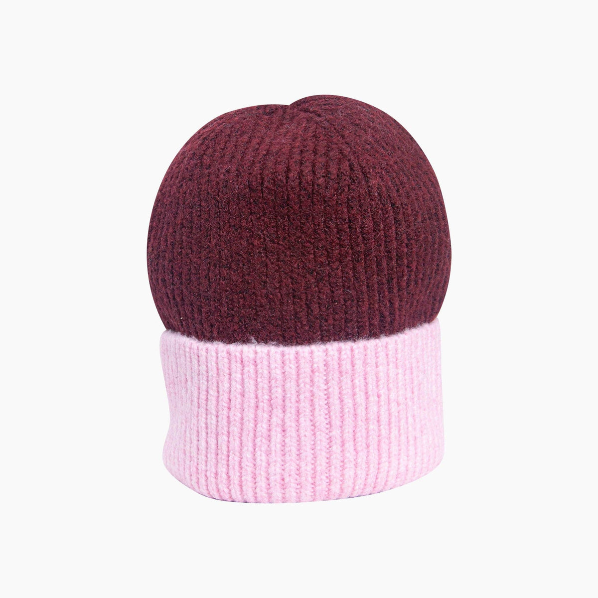 Two Tone Beanie Hat in Berry/Pink: One Size