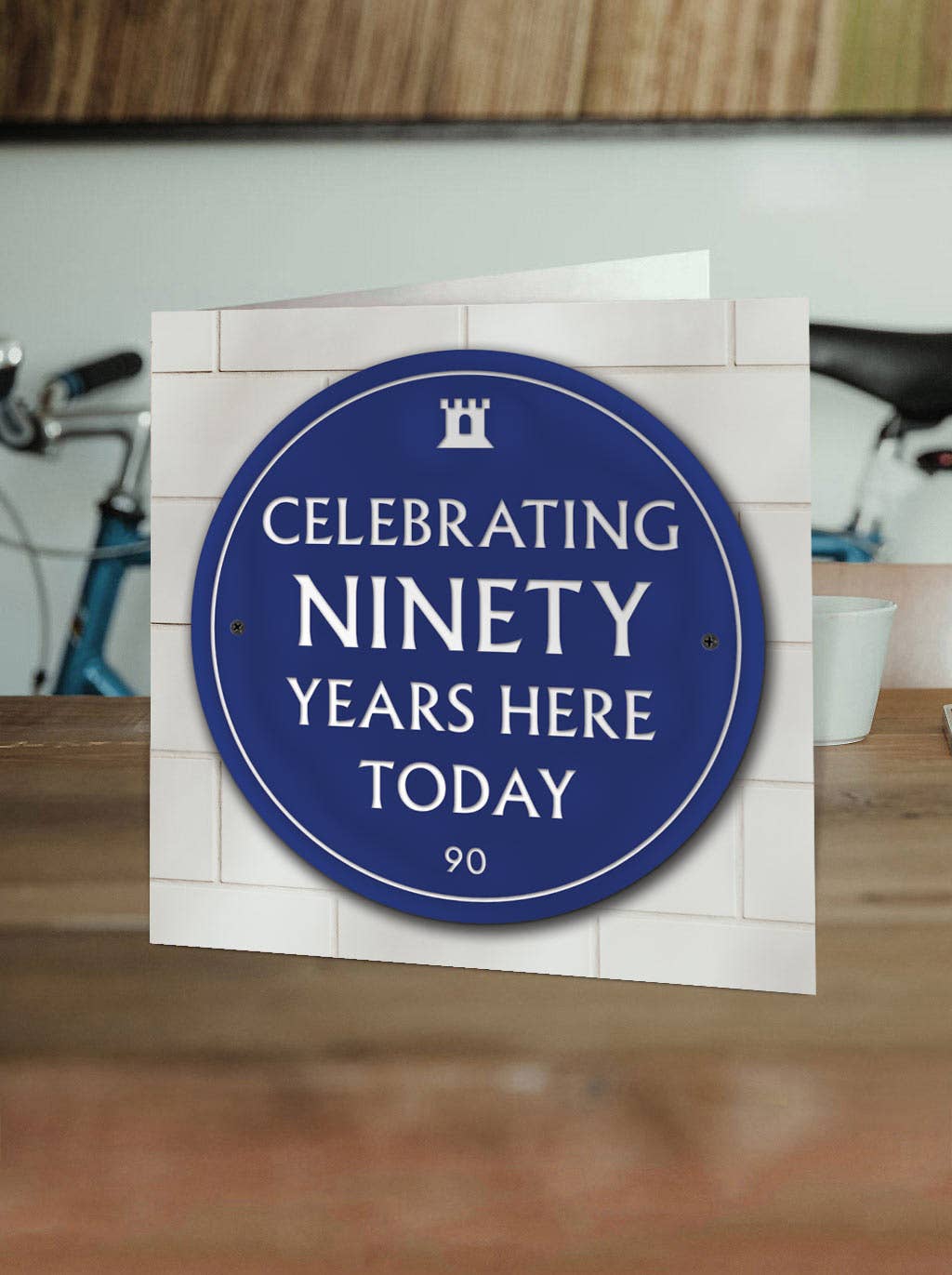 90th Birthday Milestone - Embossed Glossy Greetings Card