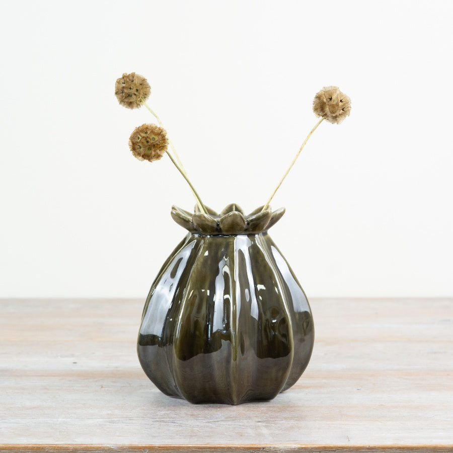 Green Seed Poppy Vase - 2 sizes