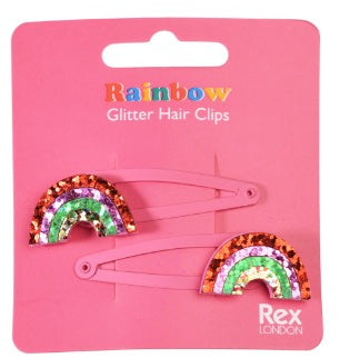 Glitter Rainbow Hair Clips