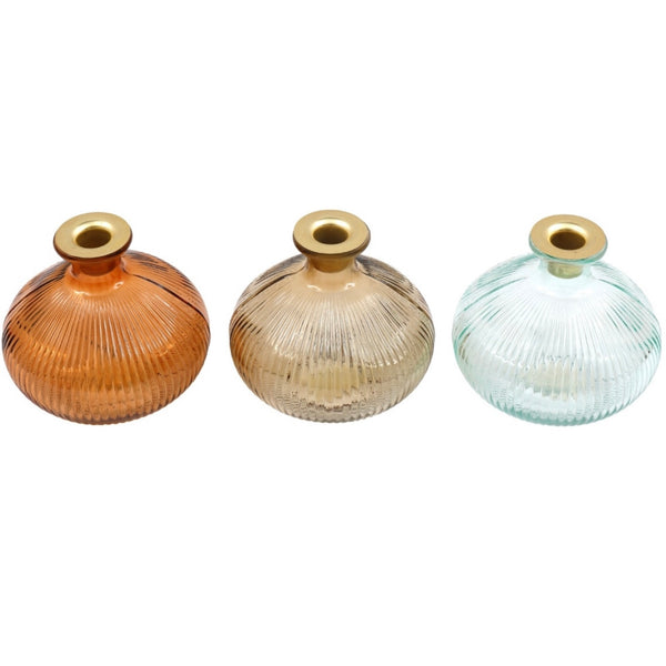 Ribbed Glass Vases - 3 colours