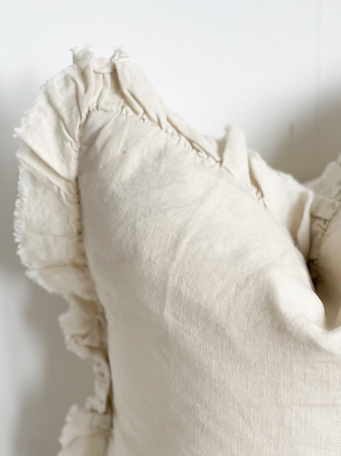 Hattie Ruffle Edge Cream Linen Cushion