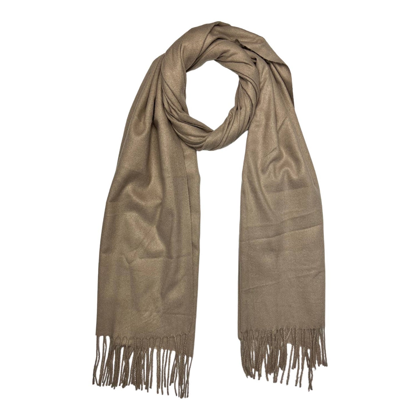 Plain woolblend scarf with tassels - Light Grey