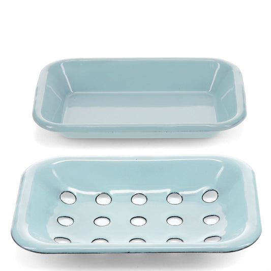 Two-Part Enamel Soap Dish - Blue