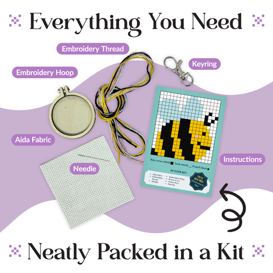 Bee Happy! Mini Matchbox Cross Stitch Kit