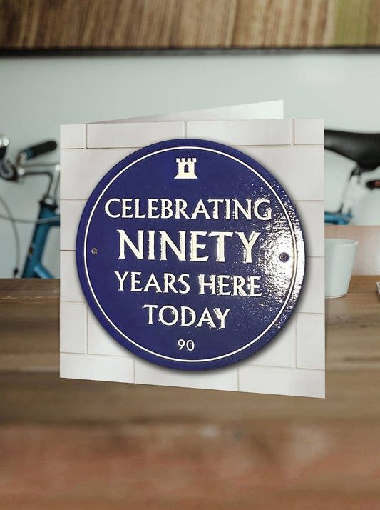 90th Birthday Milestone - Embossed Glossy Greetings Card