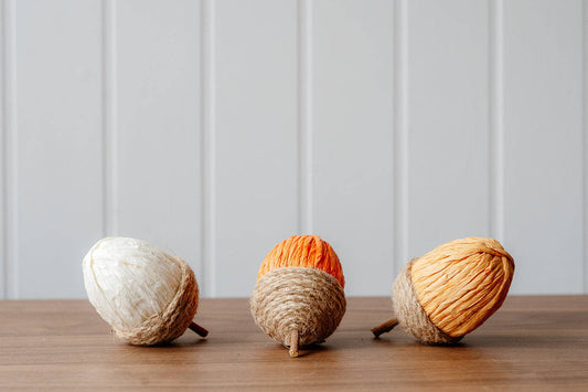 Rope and Paper Acorns (Cream, Orange and Yellow)