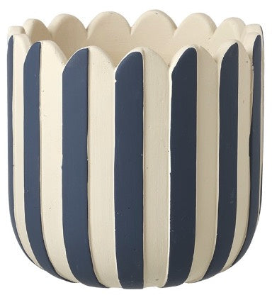 Blue Scalloped Stripe Planter - 3 sizes