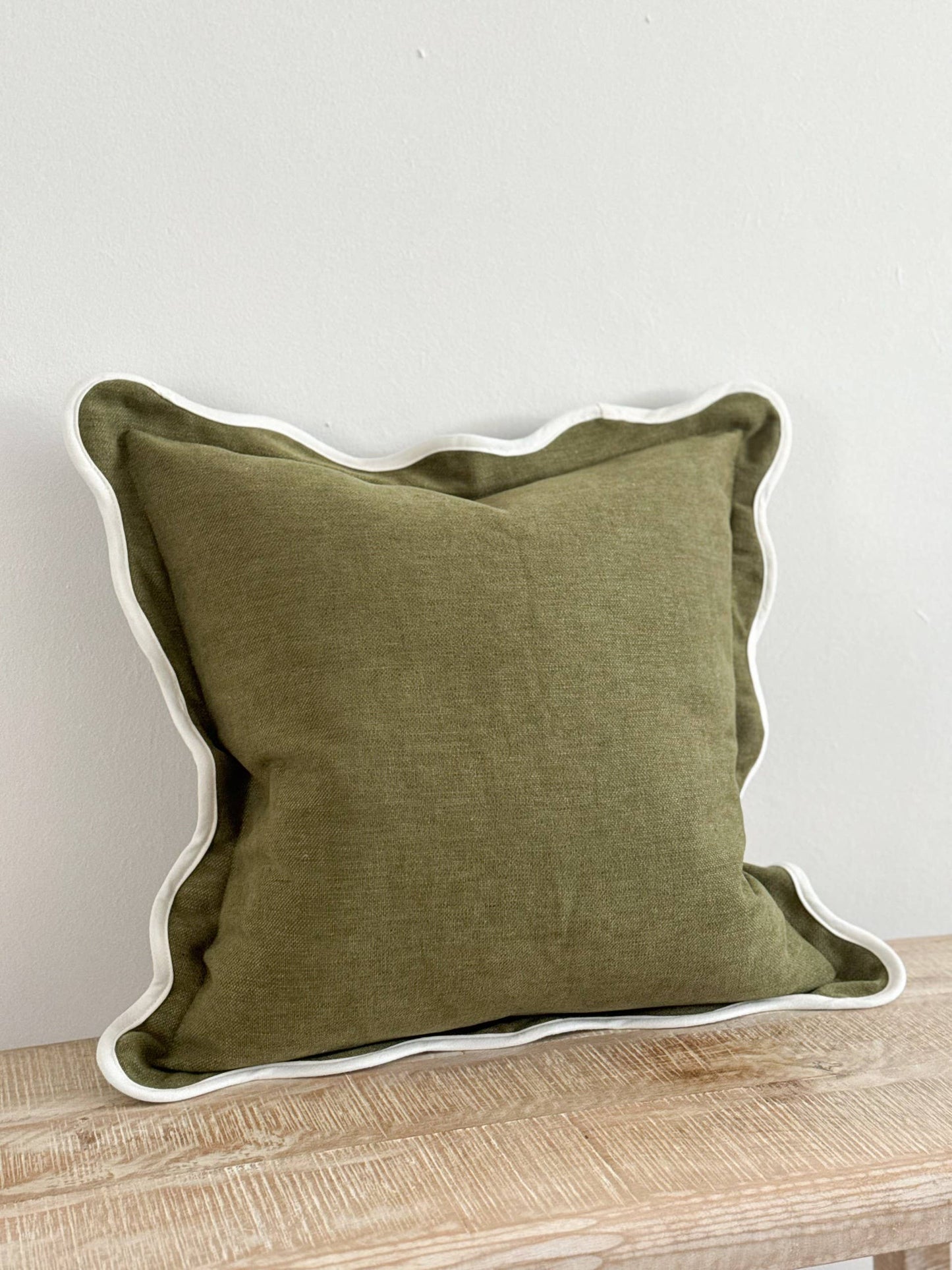 Chloe Olive Scalloped 45x45 - Linen Blend