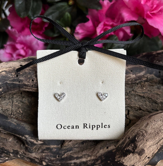 14ct Gold Plated Cubic Zirconia Silver Heart Earrings OR86