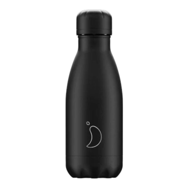 Chilly's Reusable Water Bottle 260ml, Monochrome All Black