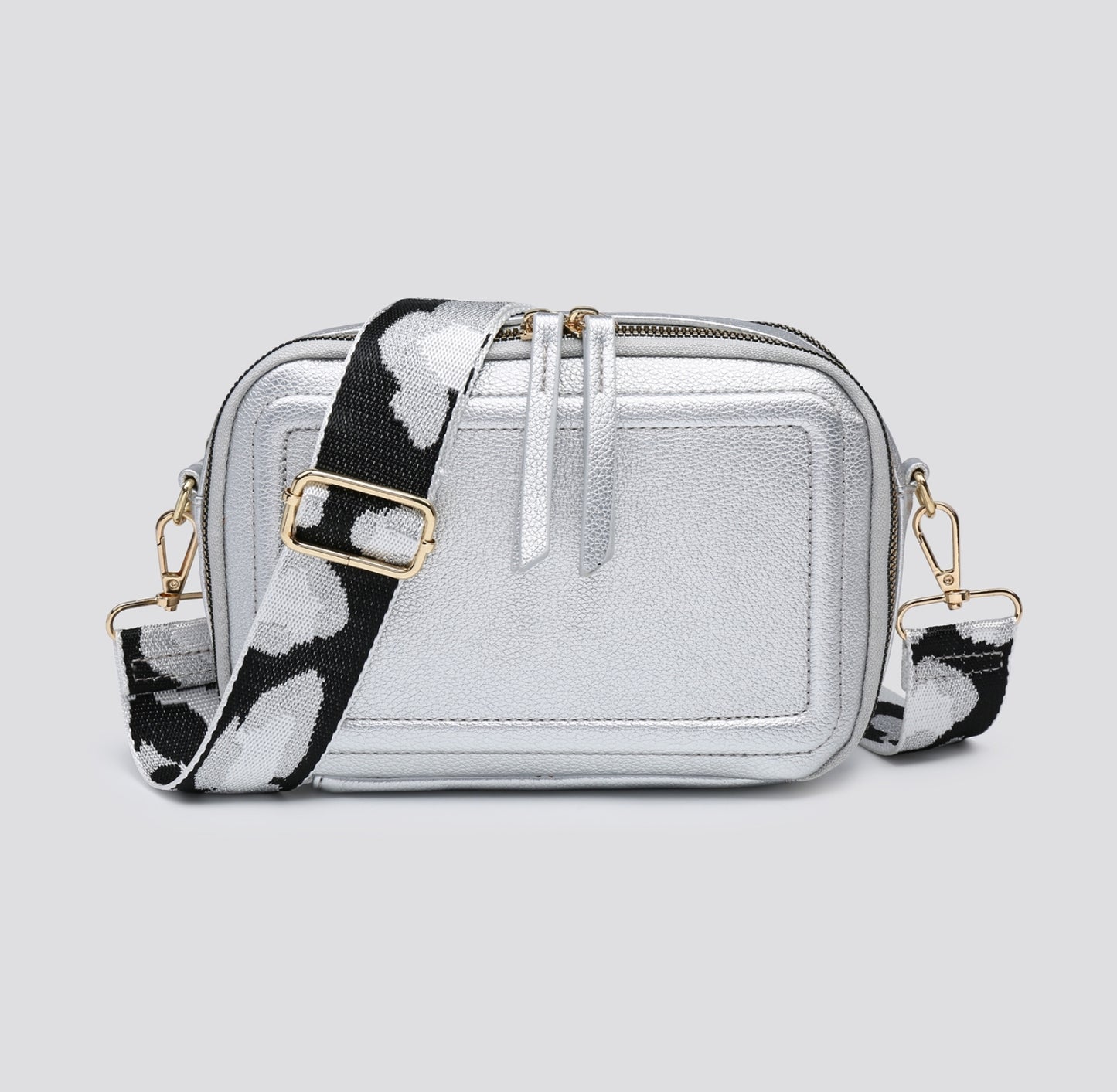 Faux Leather Two Compartment Across Body Bag