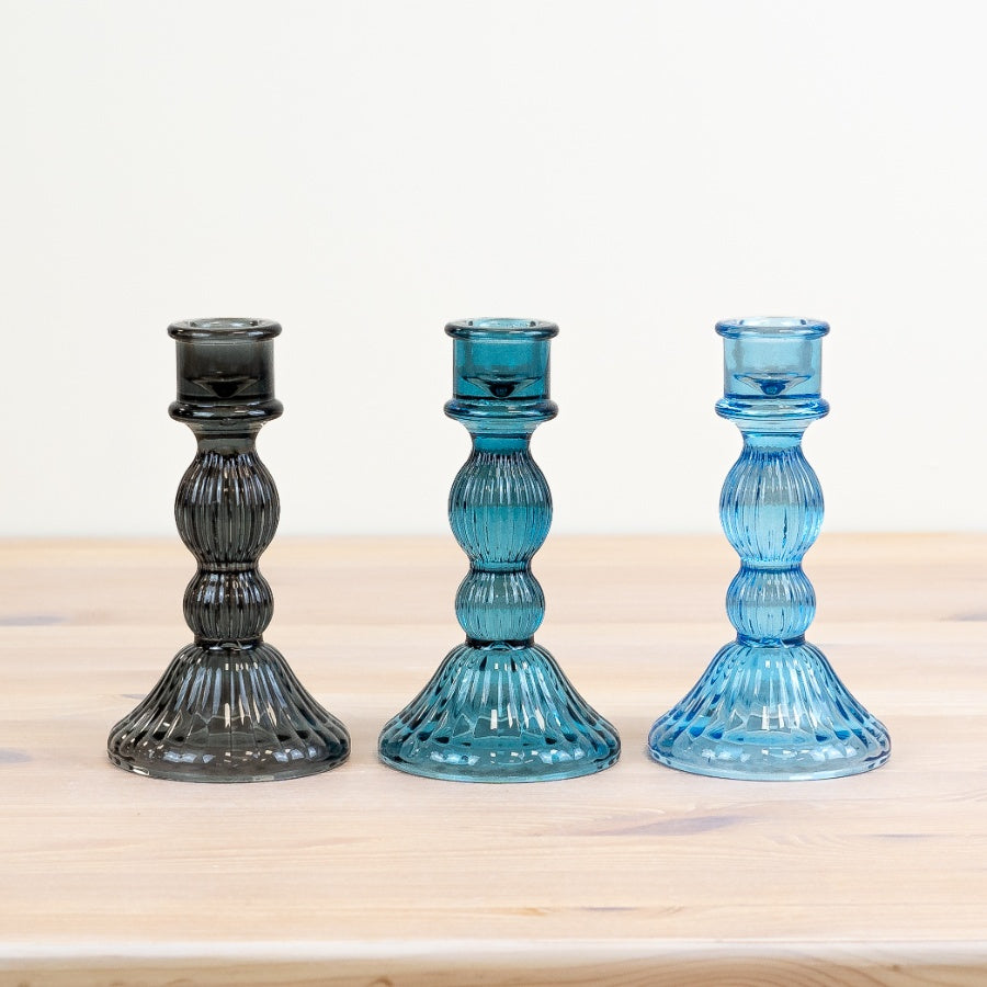 Glass Candle Holders 15cm - 3 colours