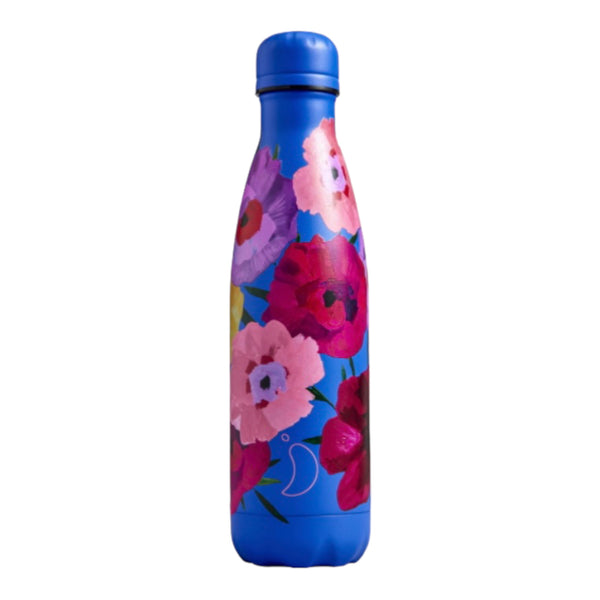 Chilly's Reusable Water Bottle 500ml, Floral Maxi Poppy