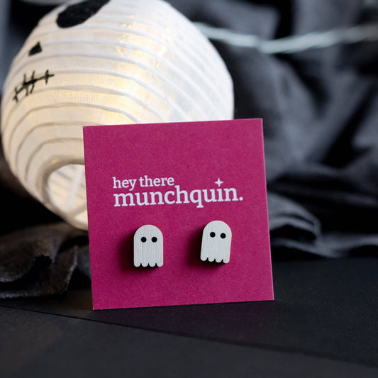 Retro ghost eco friendly stud earrings