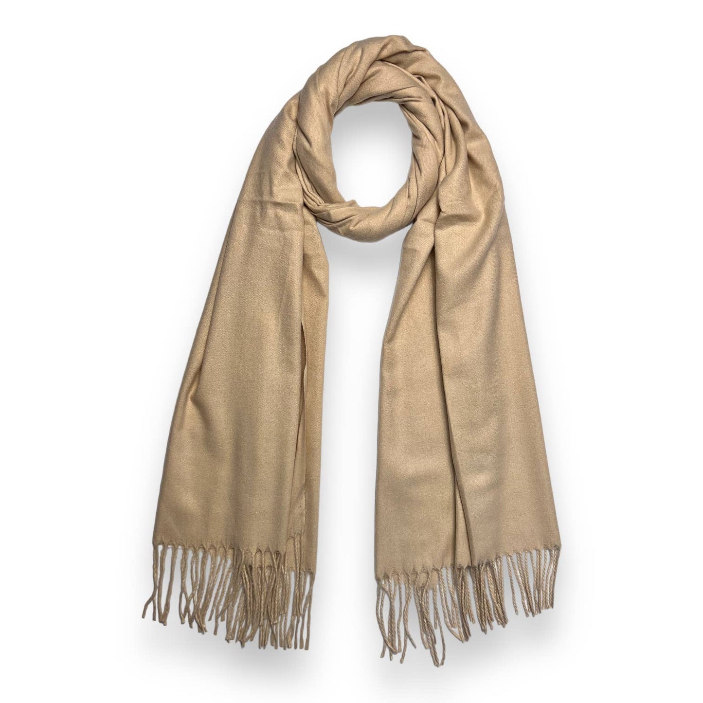 Plain woolblend scarf with tassels - Light Grey