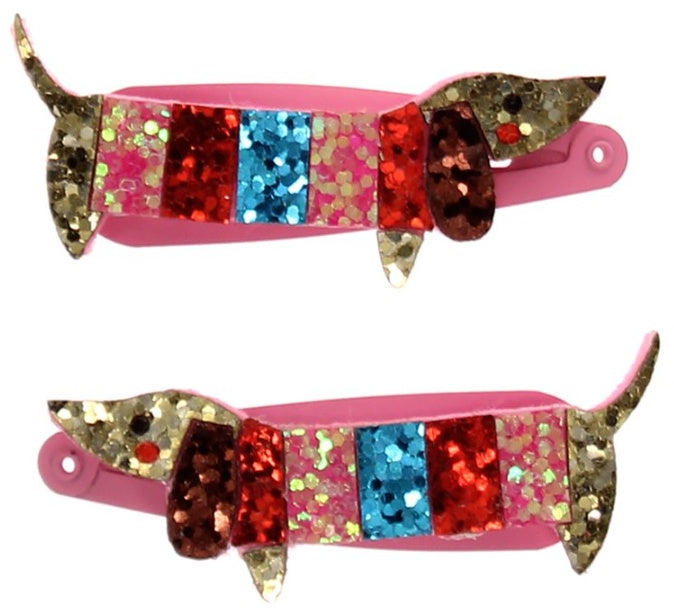 Sausage Dog Glitter Hair Clips