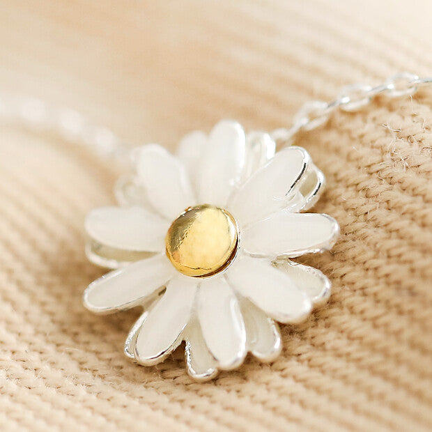 Enamel Daisy Pendant Necklace