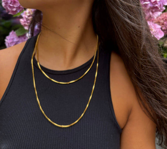 18ct Gold Plated Long Snake Chain Necklace OR29